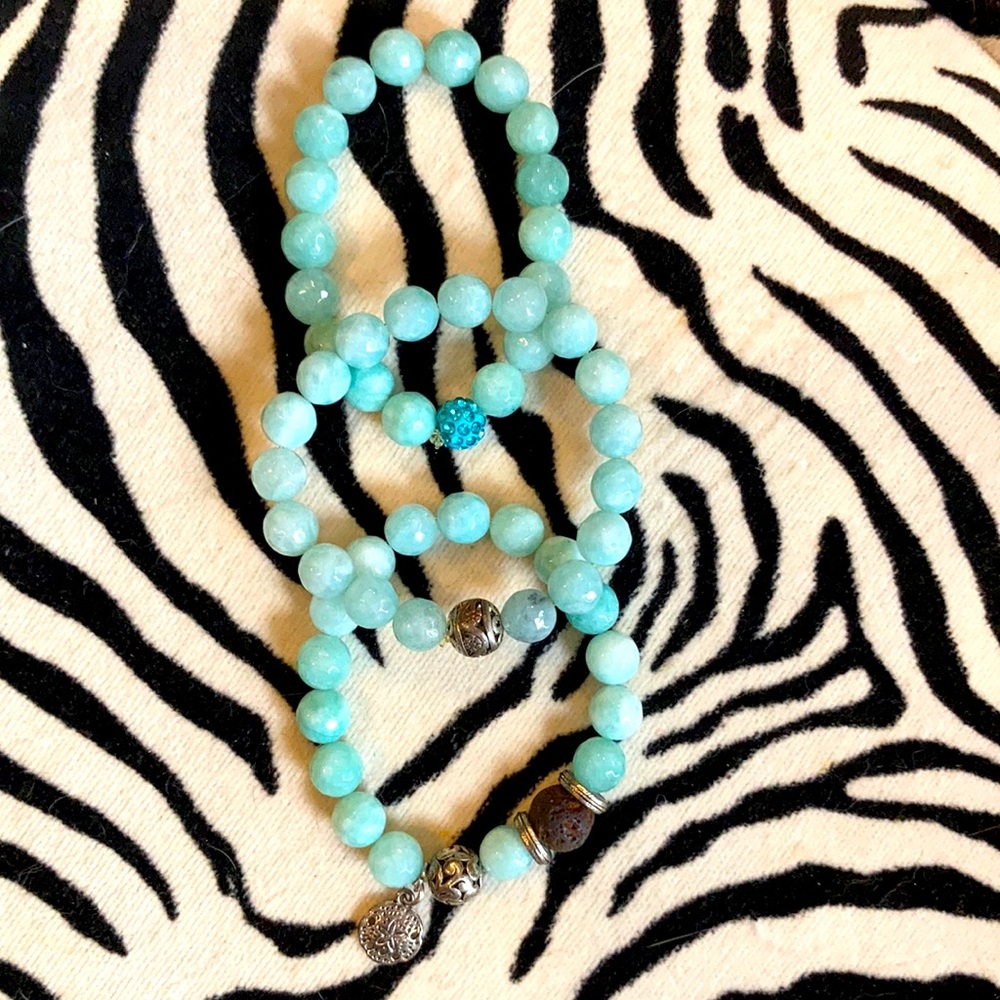 Stackable Sea Blue Gemstone Bracelets - image 1